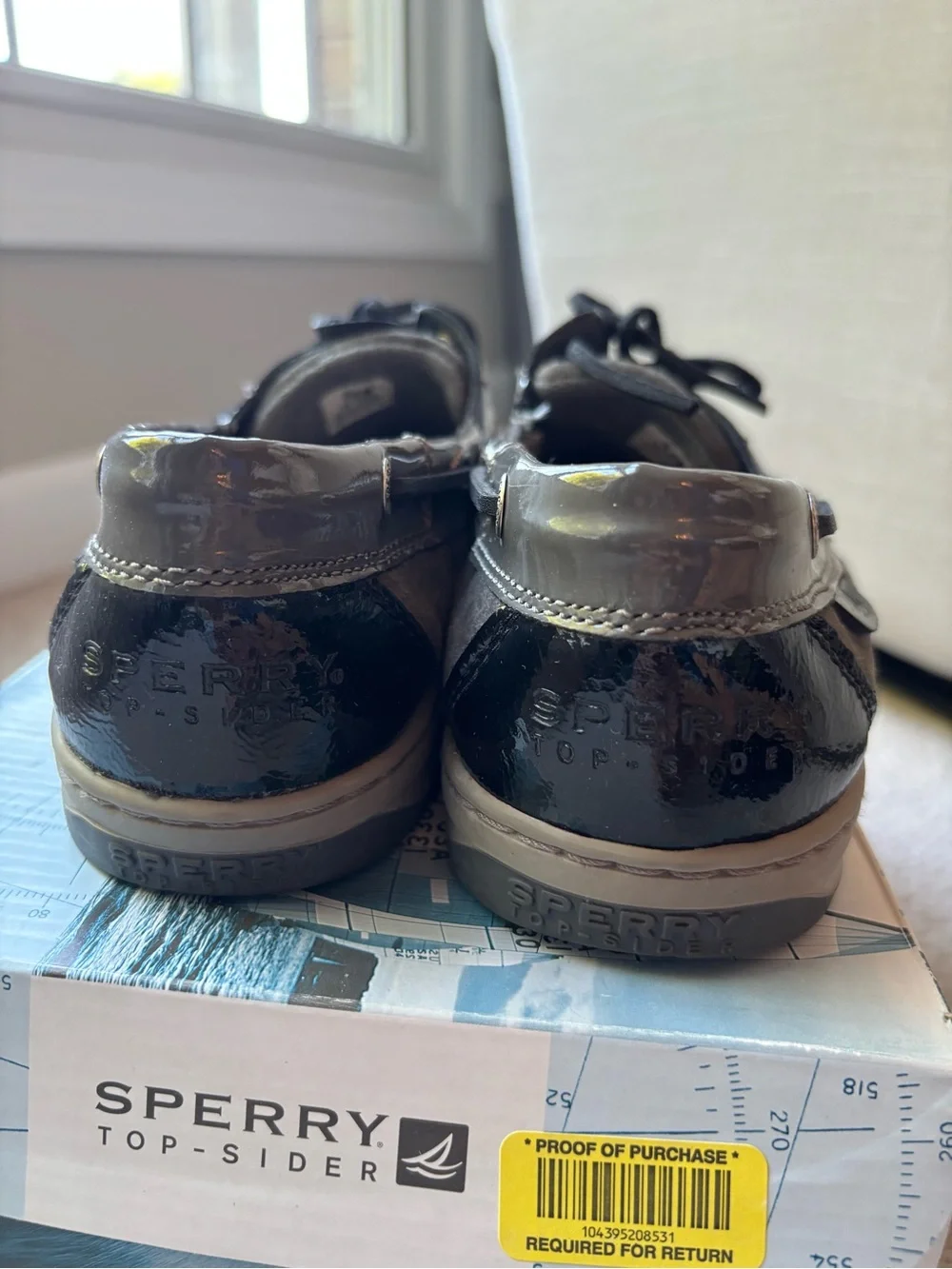 Sperry Women’s Graphite Suede & Patent Accent Boat Shoes